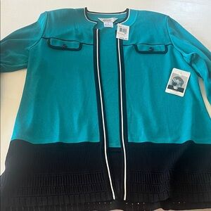 Misook Turquoise and Black Blazer